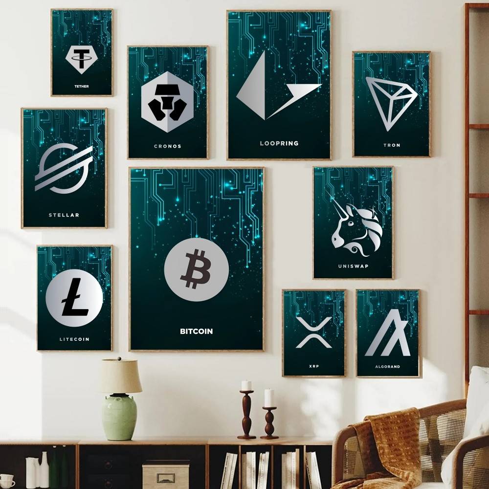 Tech Office Wallpaper - Pôster de Símbolo Cripto Tech Circuit,
