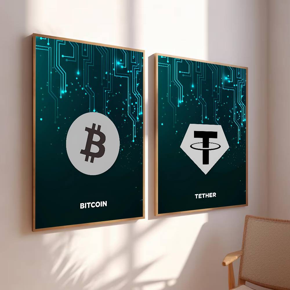 Pôster de Símbolo Cripto Tech  - Tech Office Wallpaper avaliação e preço