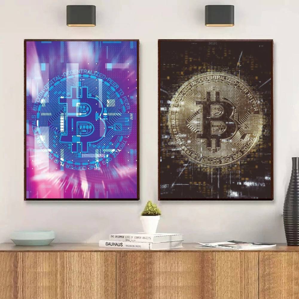 Pôster de Moeda Dourada Cyber  - Tech Office Wallpaper avaliação e preço